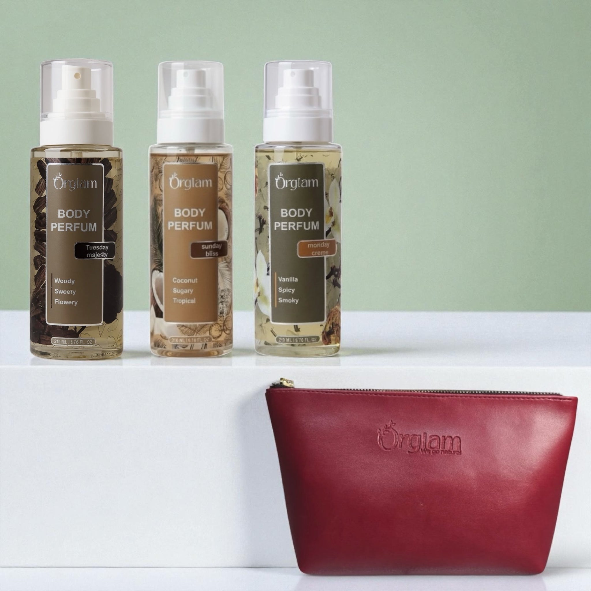 3 Body perfumes + Free pouch bundle