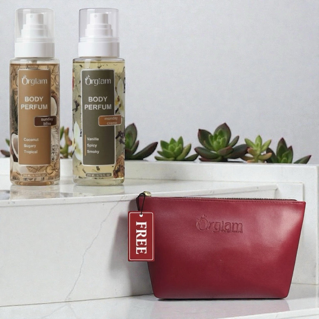 2 Body perfumes + free pouch bundle