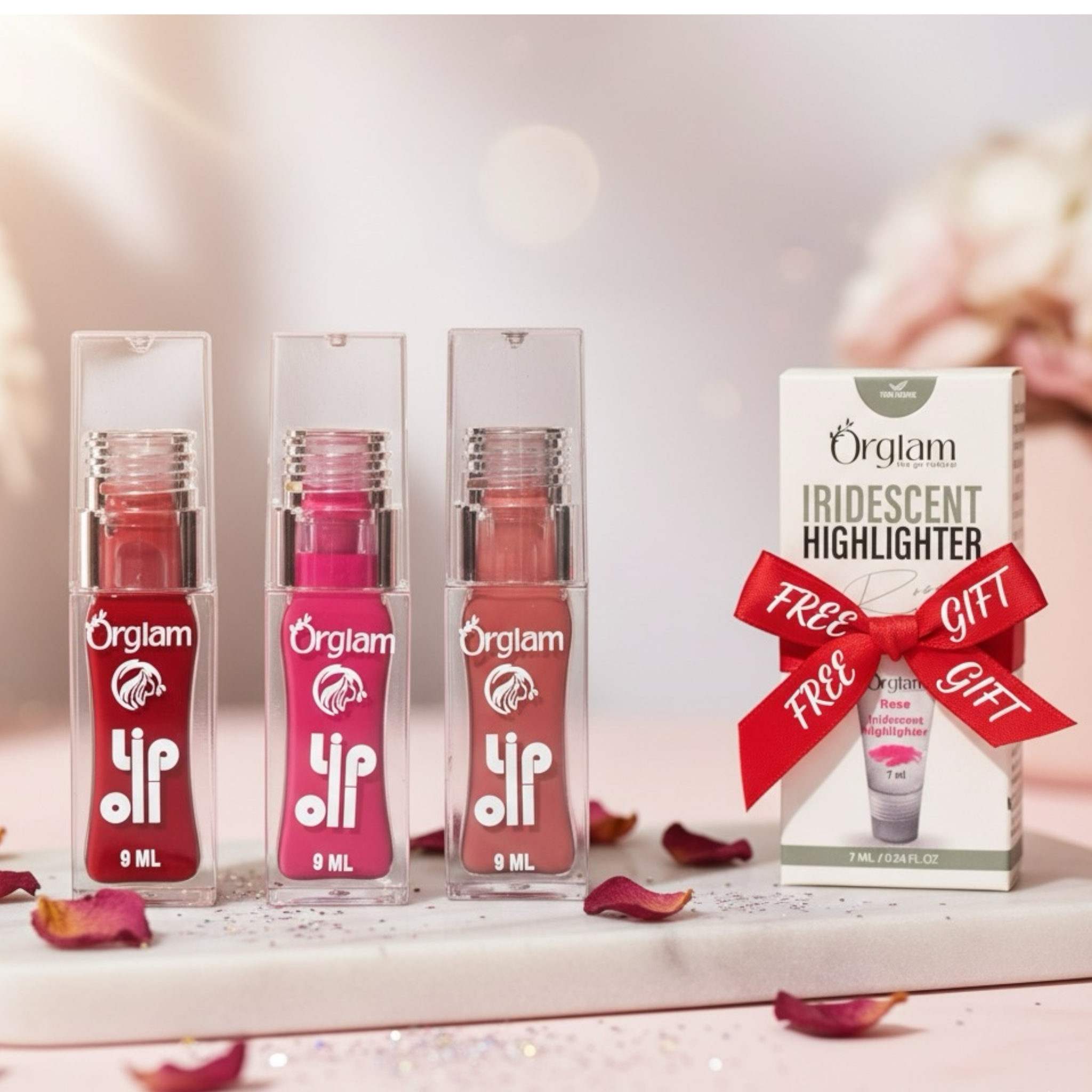 3 Lip Oils + free iridescent highlighter bundle